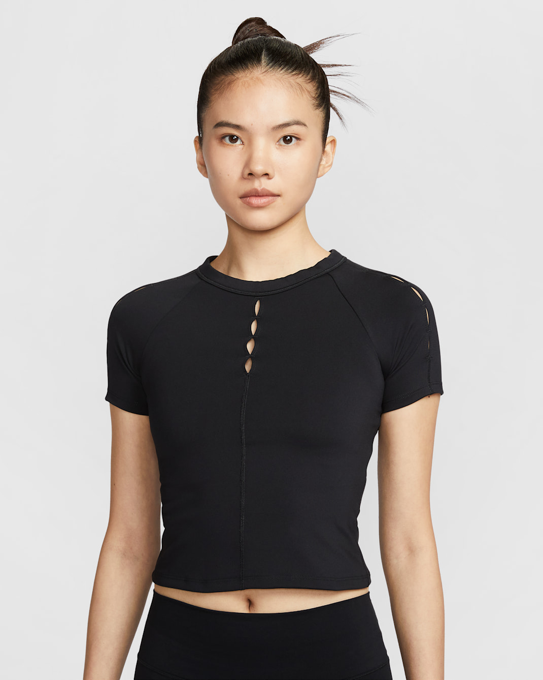 Nike One Fitted Women's Dri-FIT Cropped Short-Sleeve Top - Black/Black