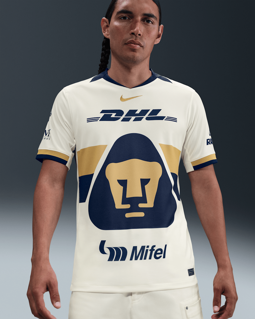 Pumas UNAM 2025/26 Stadium Home Nike Dri-FIT Replika-Fußballtrikot (Herren) - Sail/Club Gold