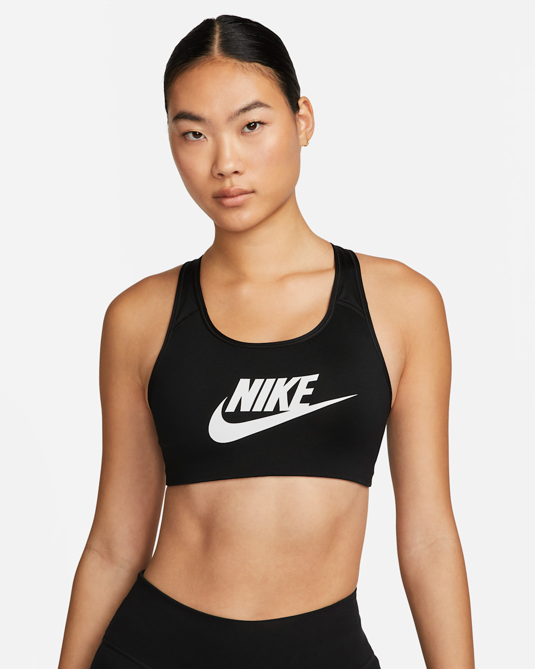 Nike Swoosh Women's Medium-Support Sports Bra - Black/White