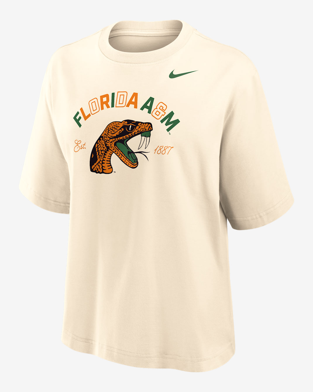 Nike College (Florida A&M University) Women's Boxy Cotton T-Shirt - Natural