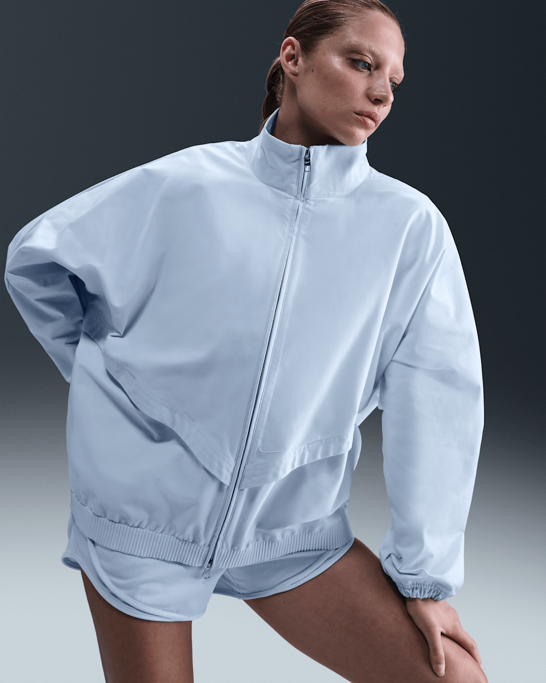 Nike Sportswear Collection Women's Oversized Windrunner Twill Jacket - Blue Tint/Blue Tint/Sail