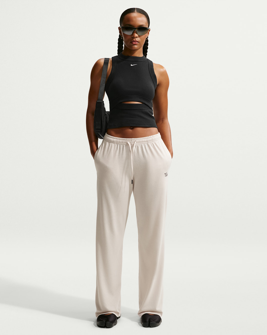 Nike Sportswear Chill Knit Women's Mid-Rise Lightweight Open-Hem Trousers - Light Orewood Brown/Dark Smoke Grey