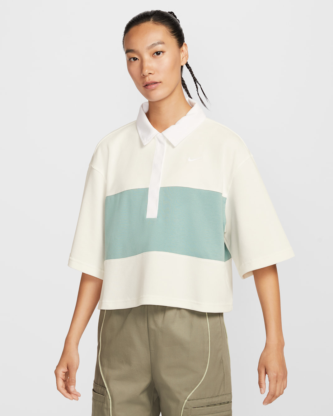 Nike Sportswear 女款寬版短袖有領衫 - Sail/Cannon/白色/白色