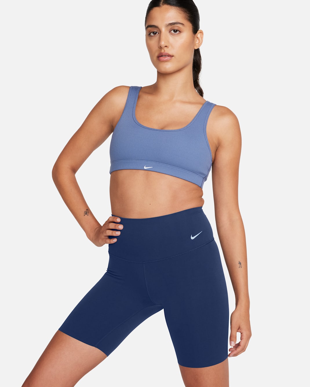 Shorts de ciclismo de tiro alto de 20 cm para mujer Nike Zenvy - Azul marino medianoche/Negro