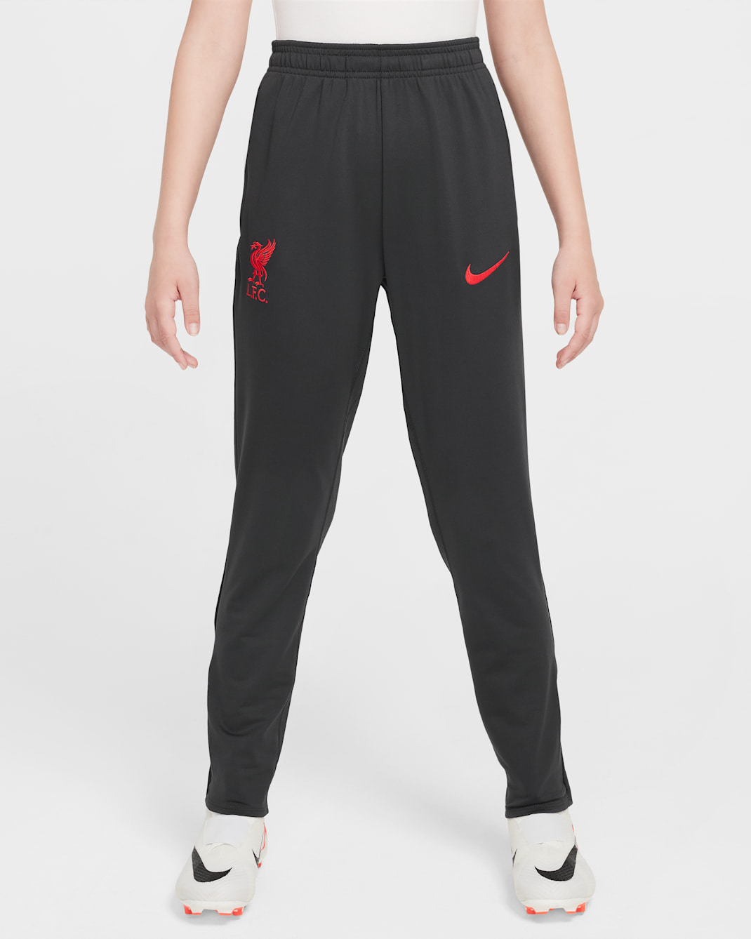 Liverpool F.C. Strike Third Older Kids' Nike Dri-FIT Football Pants - Dark Smoke Grey/Chrome Yellow/Global Red