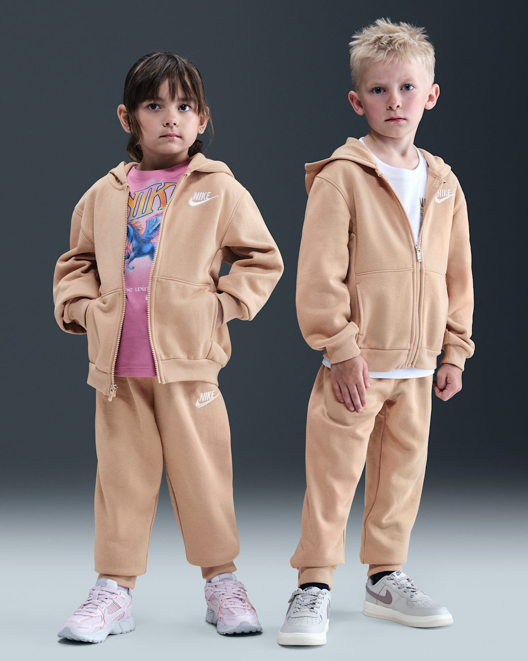 Nike Full-Zip Club Set Little Kids 2-Piece Hoodie Set - Hemp