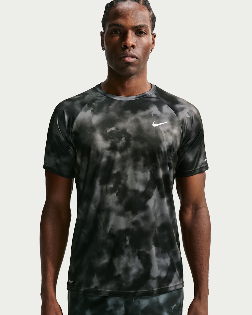 Playera de manga corta Dri-FIT UV para hombre Nike Swim Hydroguard - Negro/Blanco/Gris azulado/Blanco