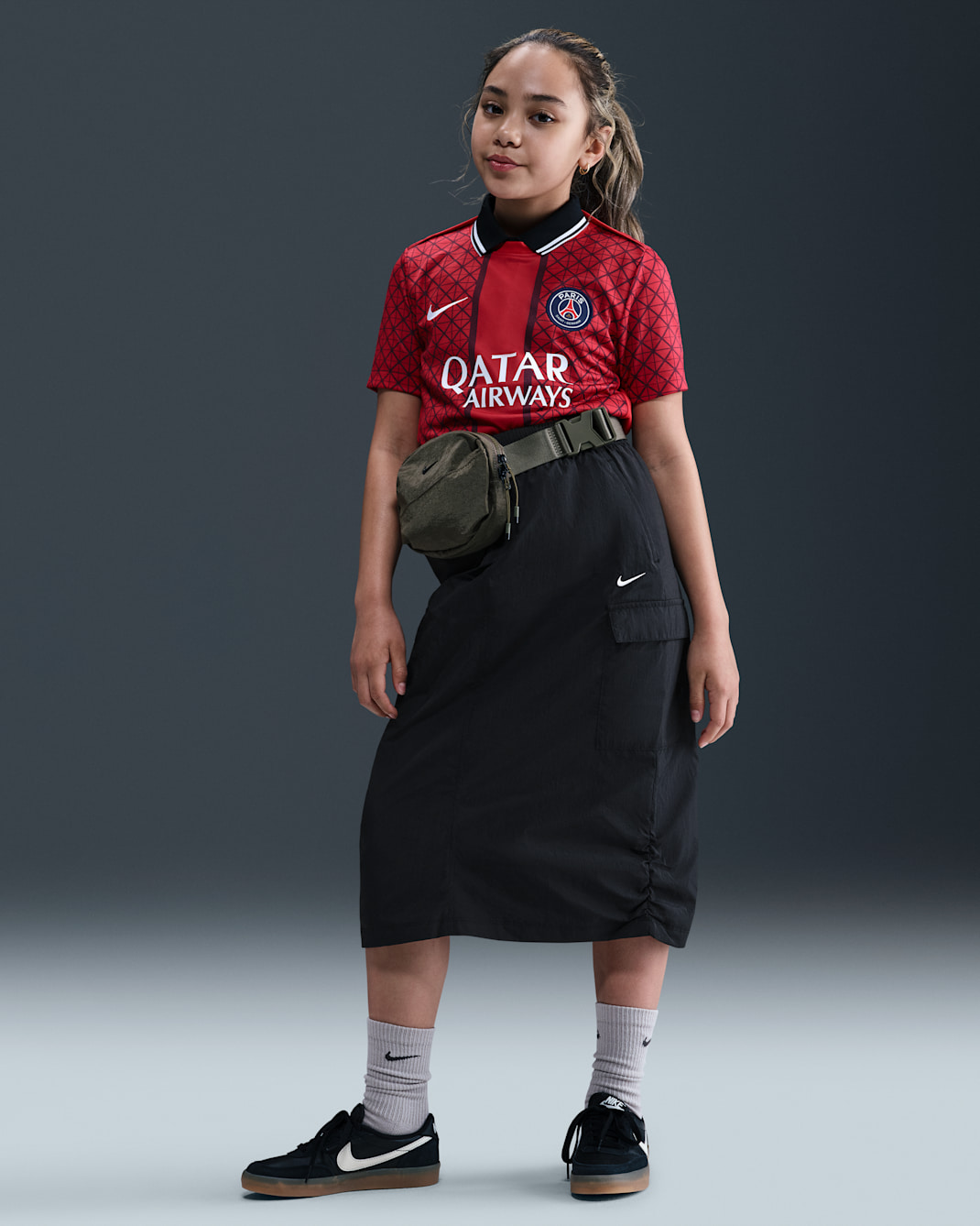 Sukně Nike Sportswear pro větší děti (dívky) - Černá/Bílá