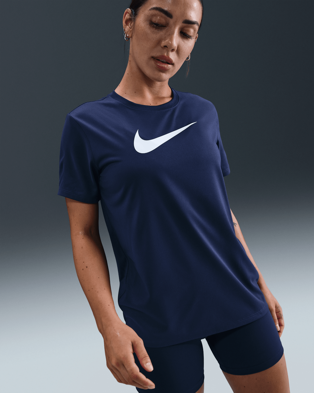 T-shirt à motif Dri-FIT pour femme - Midnight Navy/Blanc