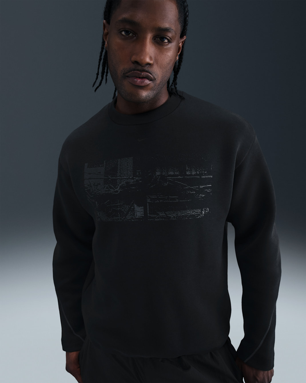 Sudadera de cuello redondo de tejido Fleece con detalles reflejantes para hombre Nike Tech - Negro/Negro