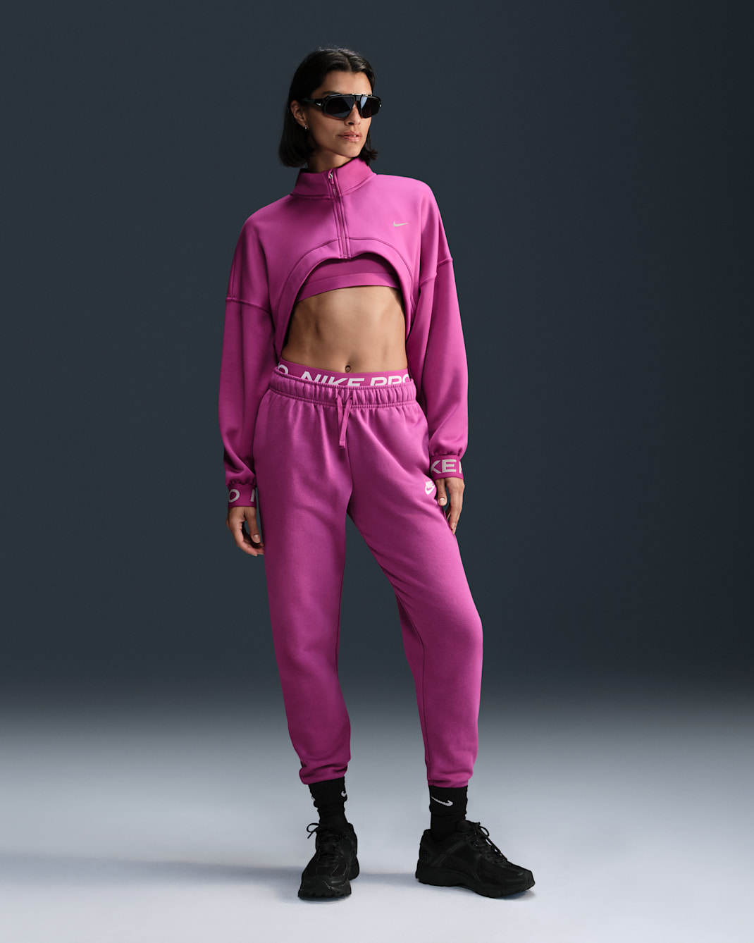 Nike Sportswear Club Fleece Women's Mid-Rise Joggers - Hot Fuchsia/White