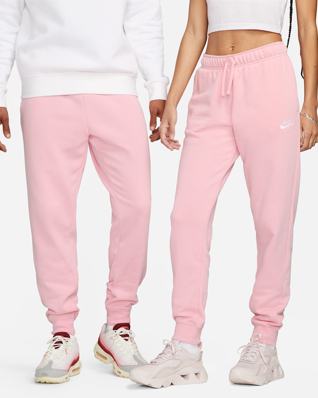 Nike Sportswear Club Fleece Women's Mid-Rise Joggers - Medium Soft Pink/White