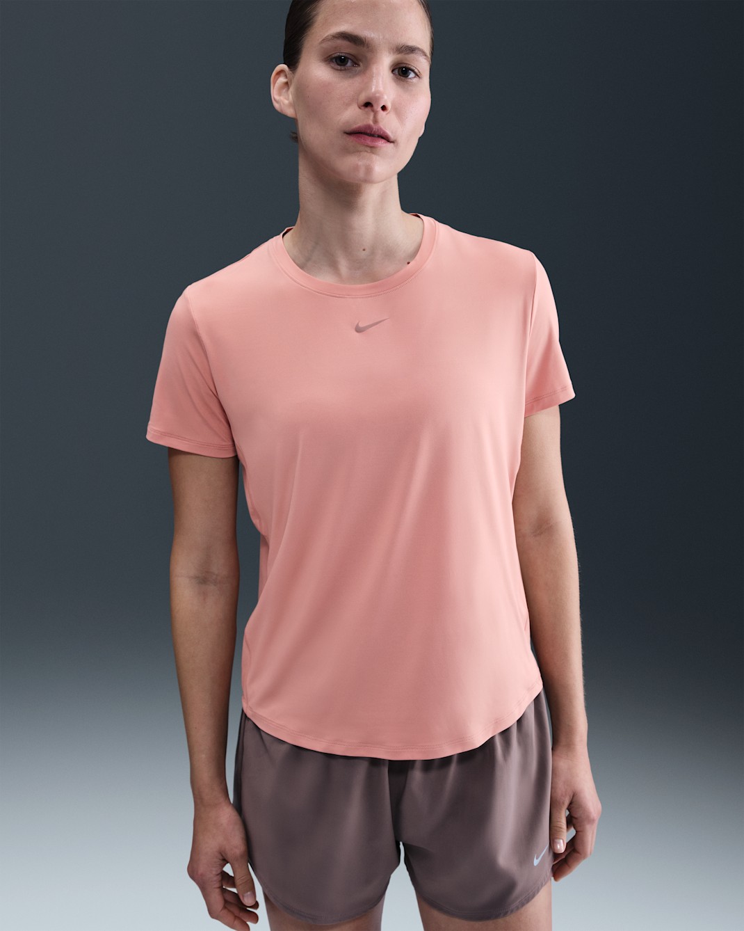 Nike One Classic Women's Dri-FIT Short-Sleeve Top - Rust Pink/White