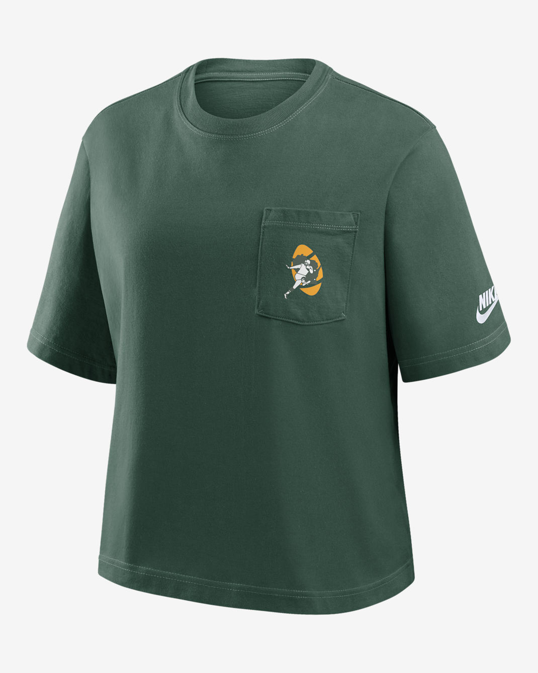 Green Bay Packers Rewind Pocket Boxy Women's Nike NFL T-Shirt - Green