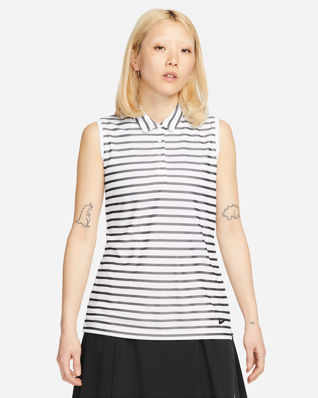 Nike Dri-FIT Victory Women's Striped Sleeveless Golf Polo - White/Black