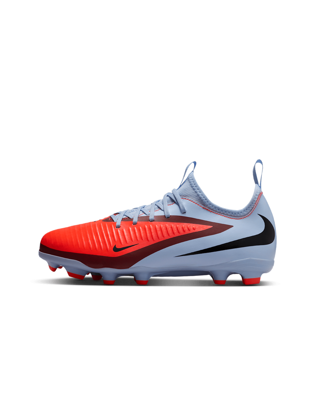 Tacos de fútbol para terrenos múltiples para niños grandes Nike Jr. Phantom 6 Low Academy - Tinte royal/Negro/Carmesí brillante