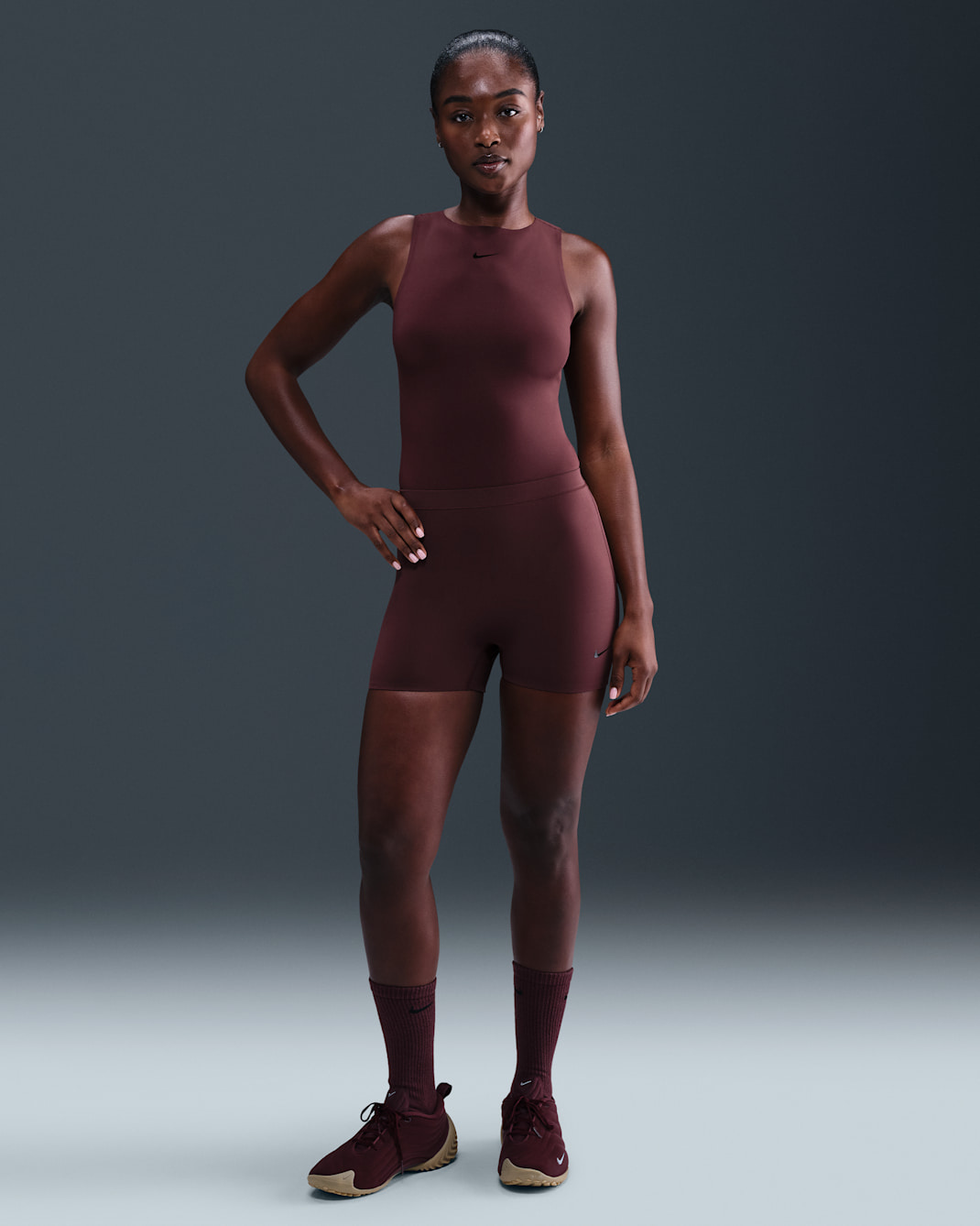 Nike Form Women's Tank Bodysuit - Burgundy Crush/Burgundy Ash