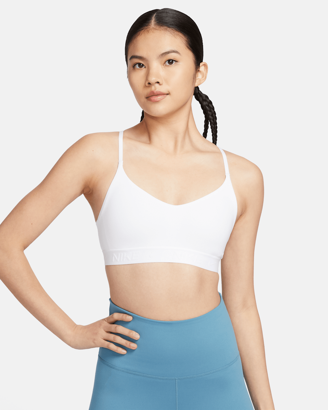Nike Indy Light-Support Women's Padded Adjustable Sports Bra - White/Stone Mauve