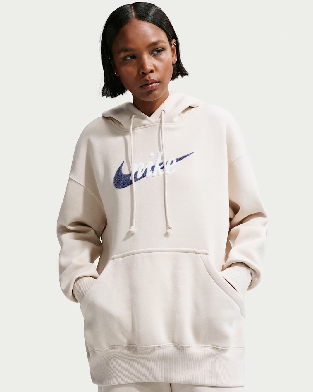 Nike Sportswear Phoenix Fleece Women's Oversized Logo Hoodie - Light Orewood Brown/Mystic Navy