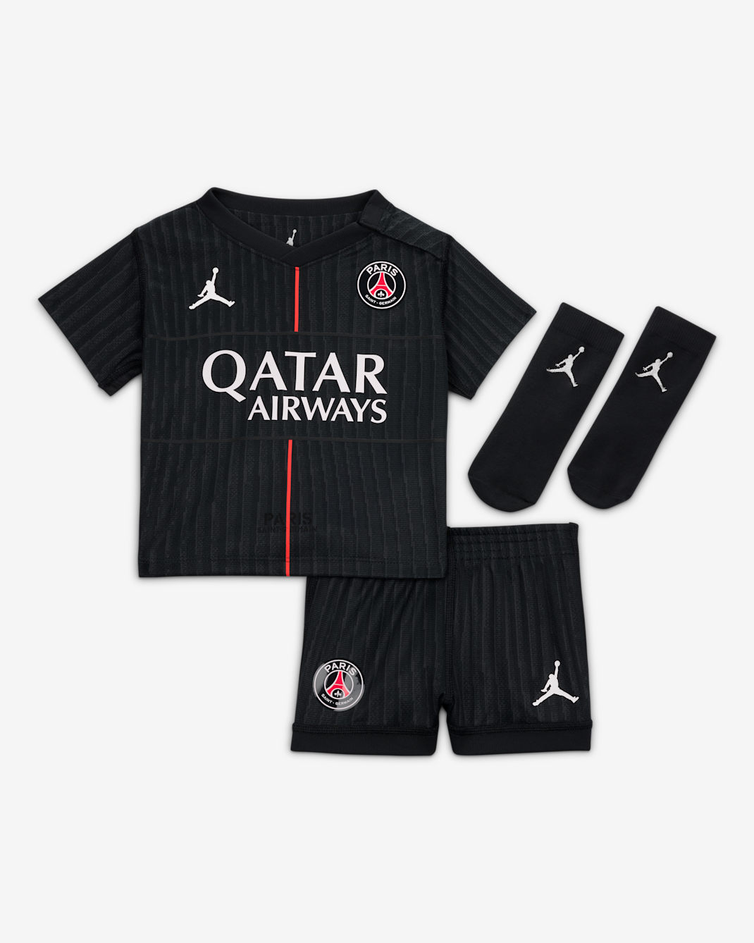 Paris Saint-Germain 2025/26 Stadium Fourth Baby/Toddler Jordan Football Replica 3-Piece Kit - Off-Noir/Black/Pearl Pink