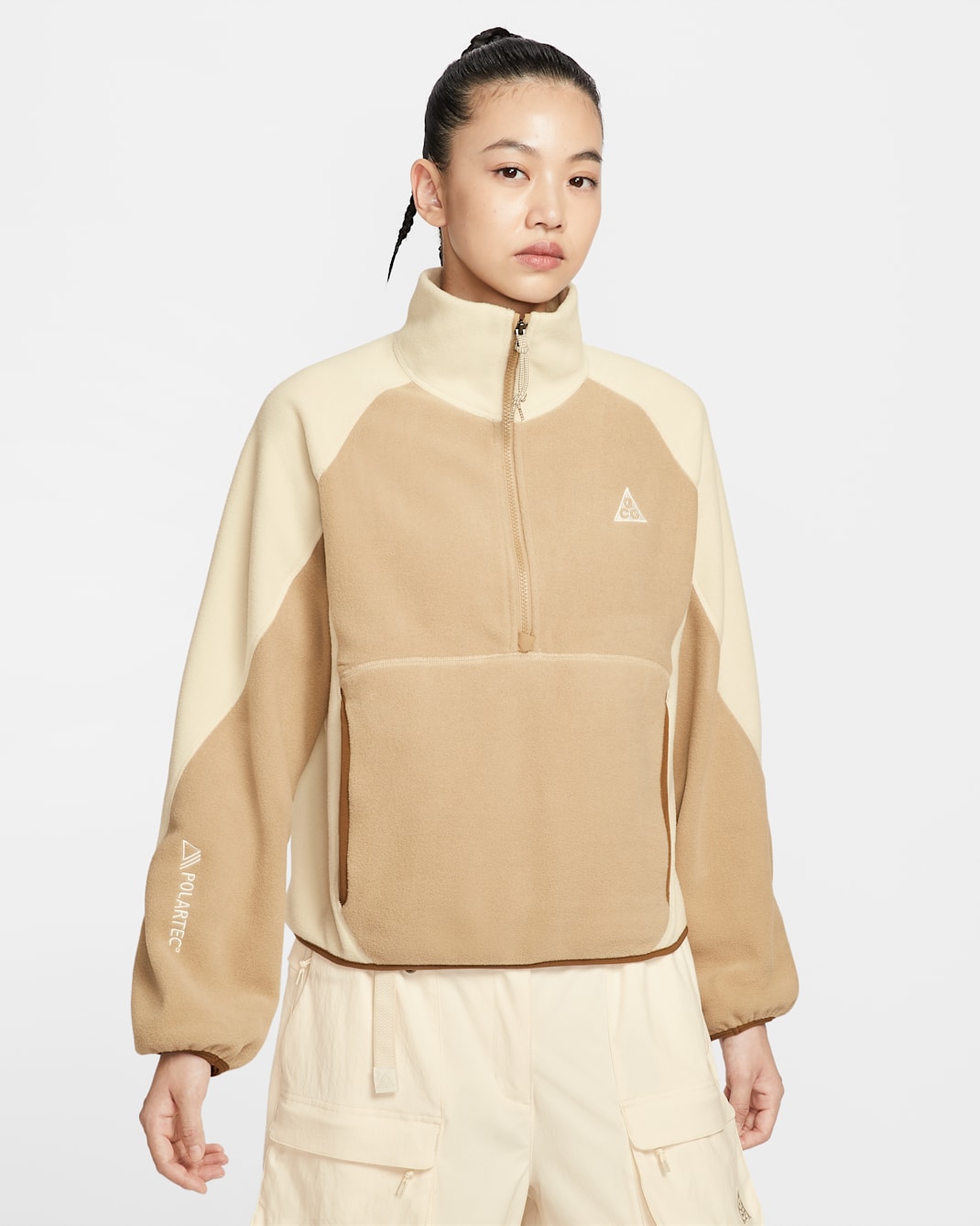 Nike ACG "Wolf Tree" Women's 1/2-Zip Top - Parachute Beige/Light Khaki/Mosswood Brown/Summit White