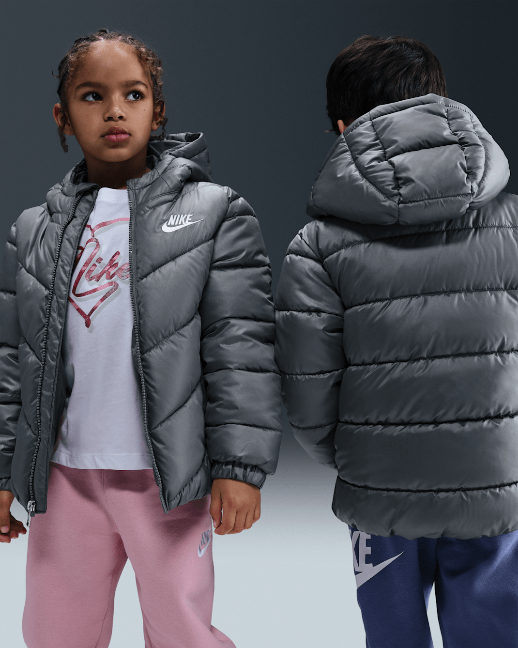 Chamarra acolchada "All Day Play" para niños talla pequeña Nike Sportswear - Gris humo