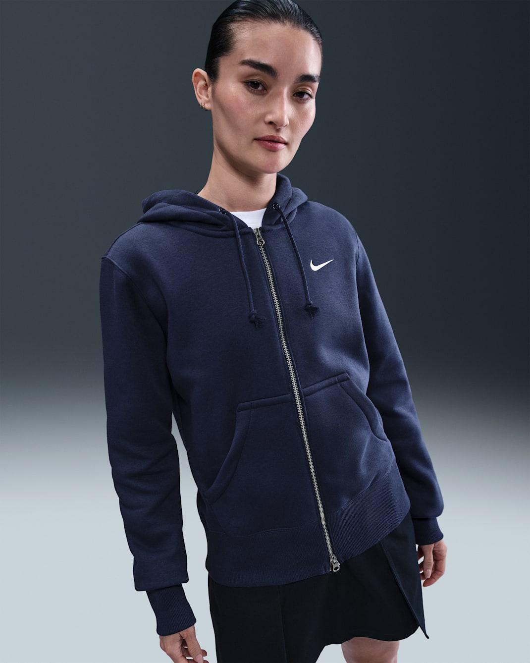 Felpa con cappuccio e zip a tutta lunghezza Nike Sportswear Phoenix Fleece – Donna - Midnight Navy/Sail