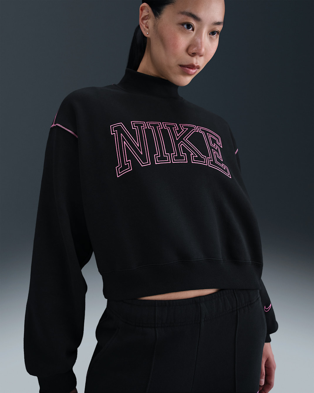 Nike Sportswear Phoenix Fleece Women's Mock-Neck Sweatshirt - Black