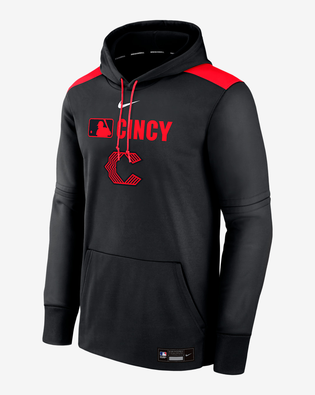 Cincinnati Reds Authentic Collection City Connect Men's Nike Therma MLB Pullover Hoodie - Black