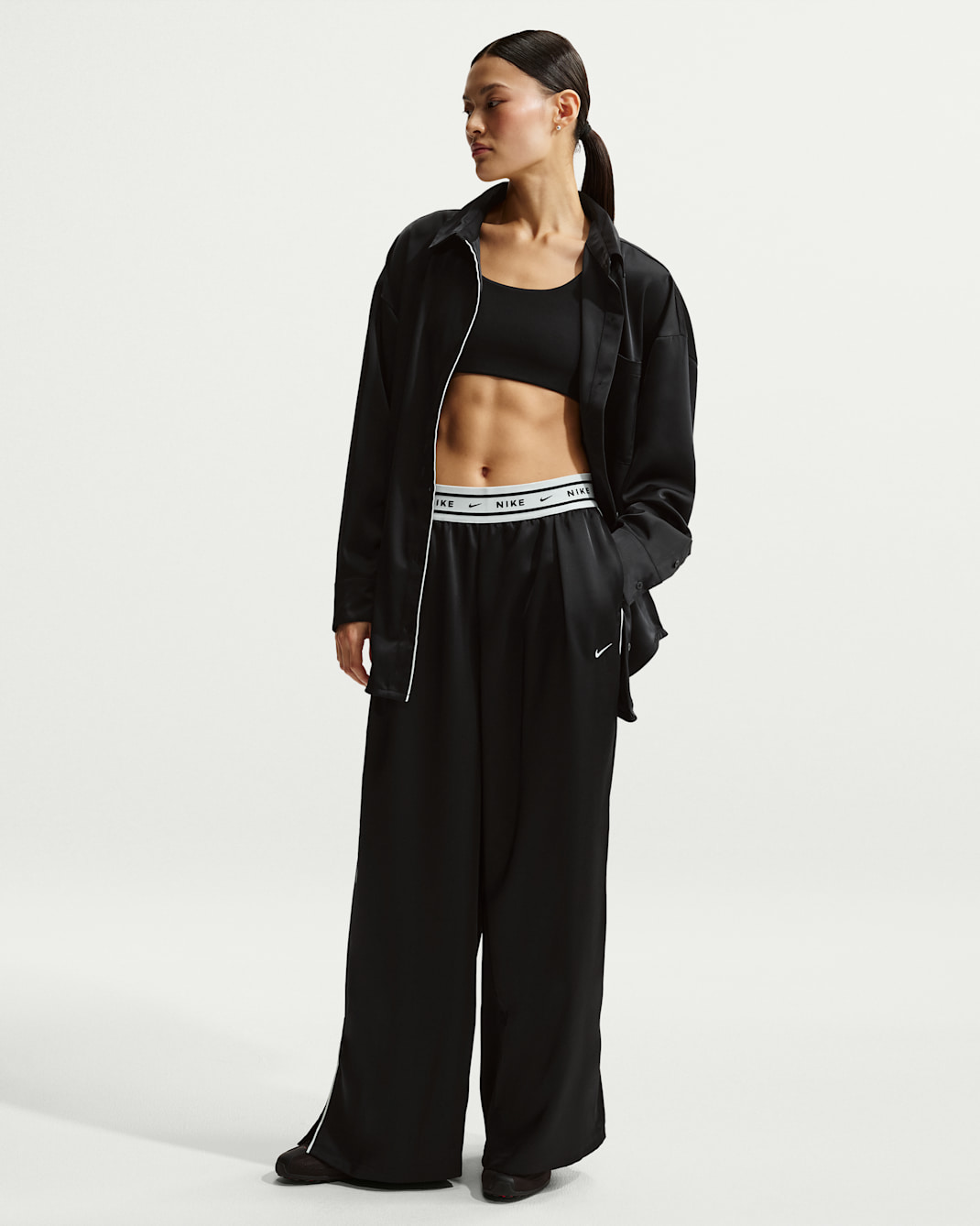 Nike Sportswear Women's Loose Mid-Rise Satin Pants - Black/Sail