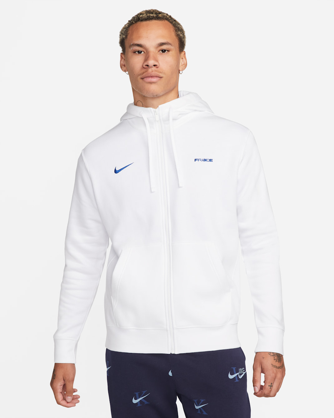 FFF Club Fleece Men's Full-Zip Hoodie - White/Game Royal