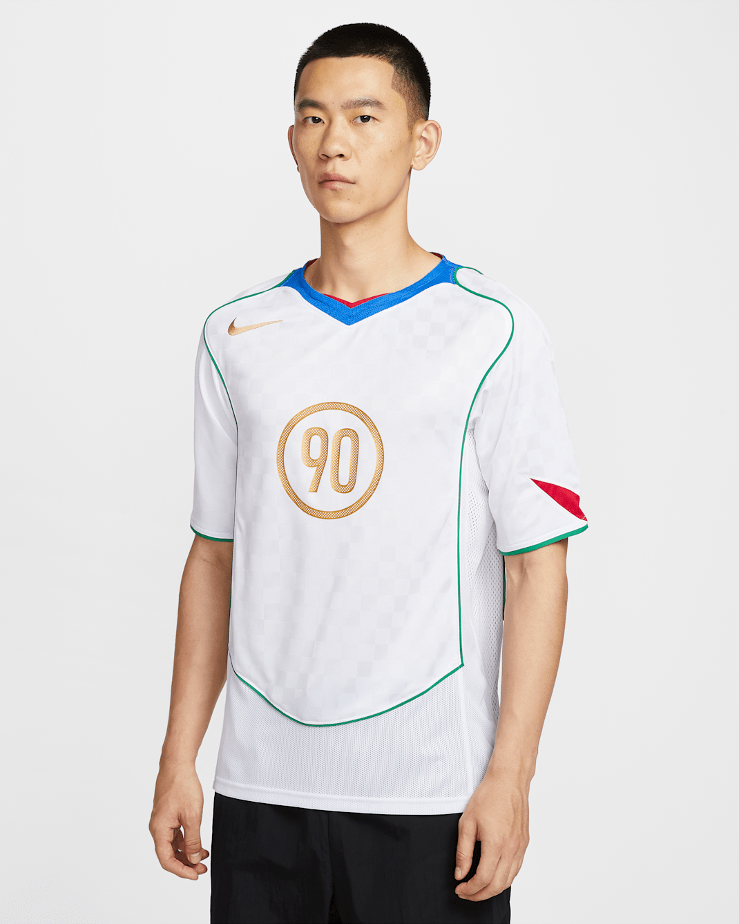 나이키 토탈 90 남성 드라이 핏 축구 저지 - 화이트/이태리 블루/스포츠 레드/메탈릭 골드