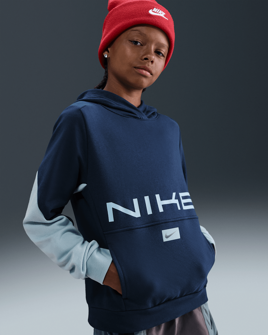 Nike Multi Dessuadora amb caputxa de teixit Fleece Dri-FIT - Nen/a - Midnight Navy/Light Armory Blue/Light Armory Blue