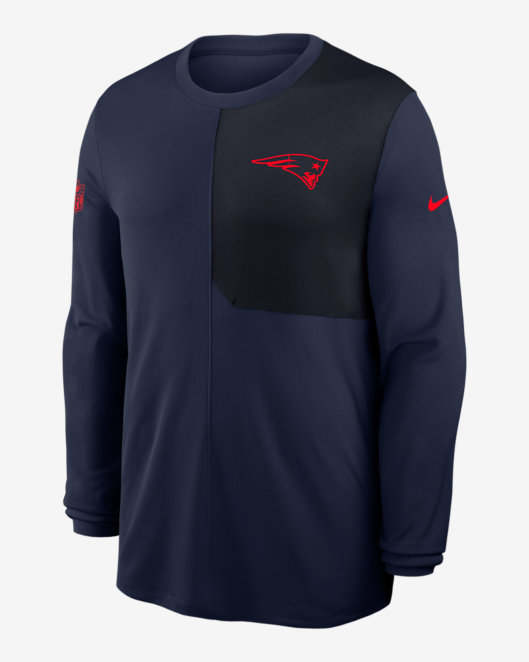 Playera de manga larga Nike Dri-FIT de la NFL para hombre New England Patriots Sideline Coach - Azul marino