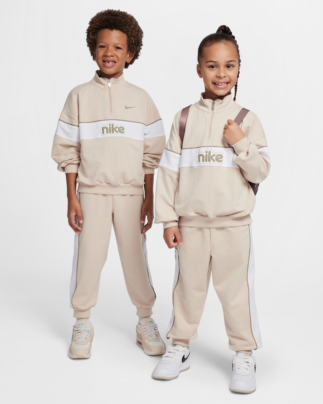 ナイキ リトルキッズ E1D1 クォータージップ トップ アンド パンツ セットアップ - サンドドリフト