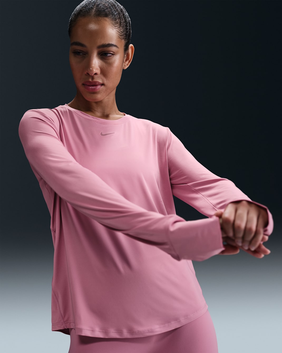 Playera de manga larga Dri-FIT para mujer Nike One Classic - Rosa elemental/Negro