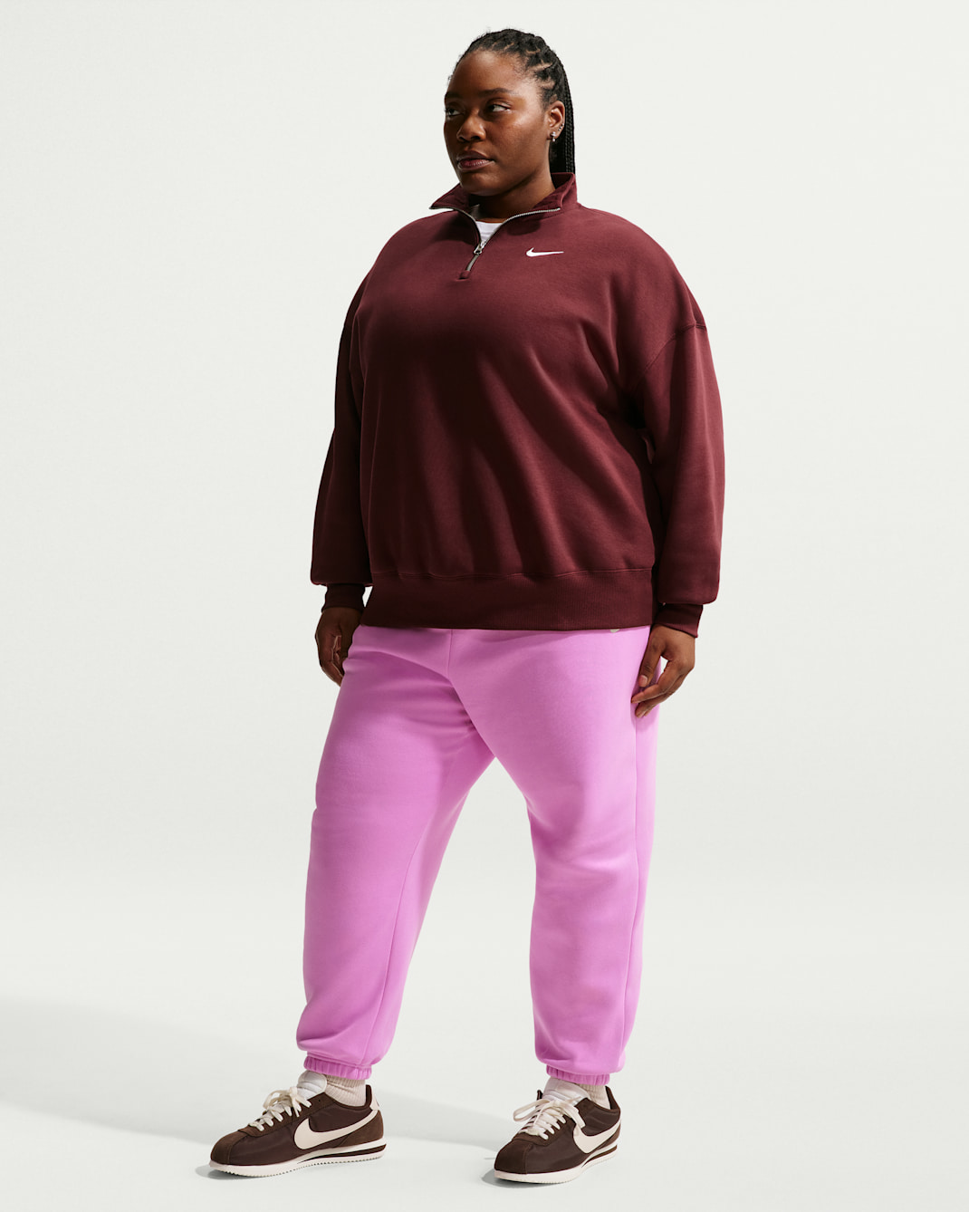 Nike Sportswear Phoenix Fleece Women's High-Waisted Oversized Sweatpants (Plus Size) - Light Magenta/Sail
