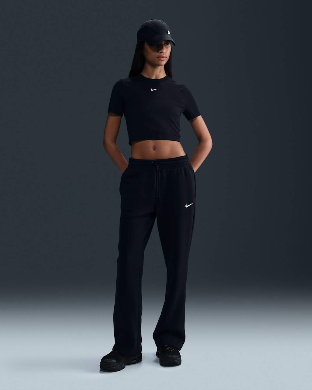 Nike Sportswear Phoenix Fleece Women's Mid-Rise Open-Hem Pants - Black/Sail