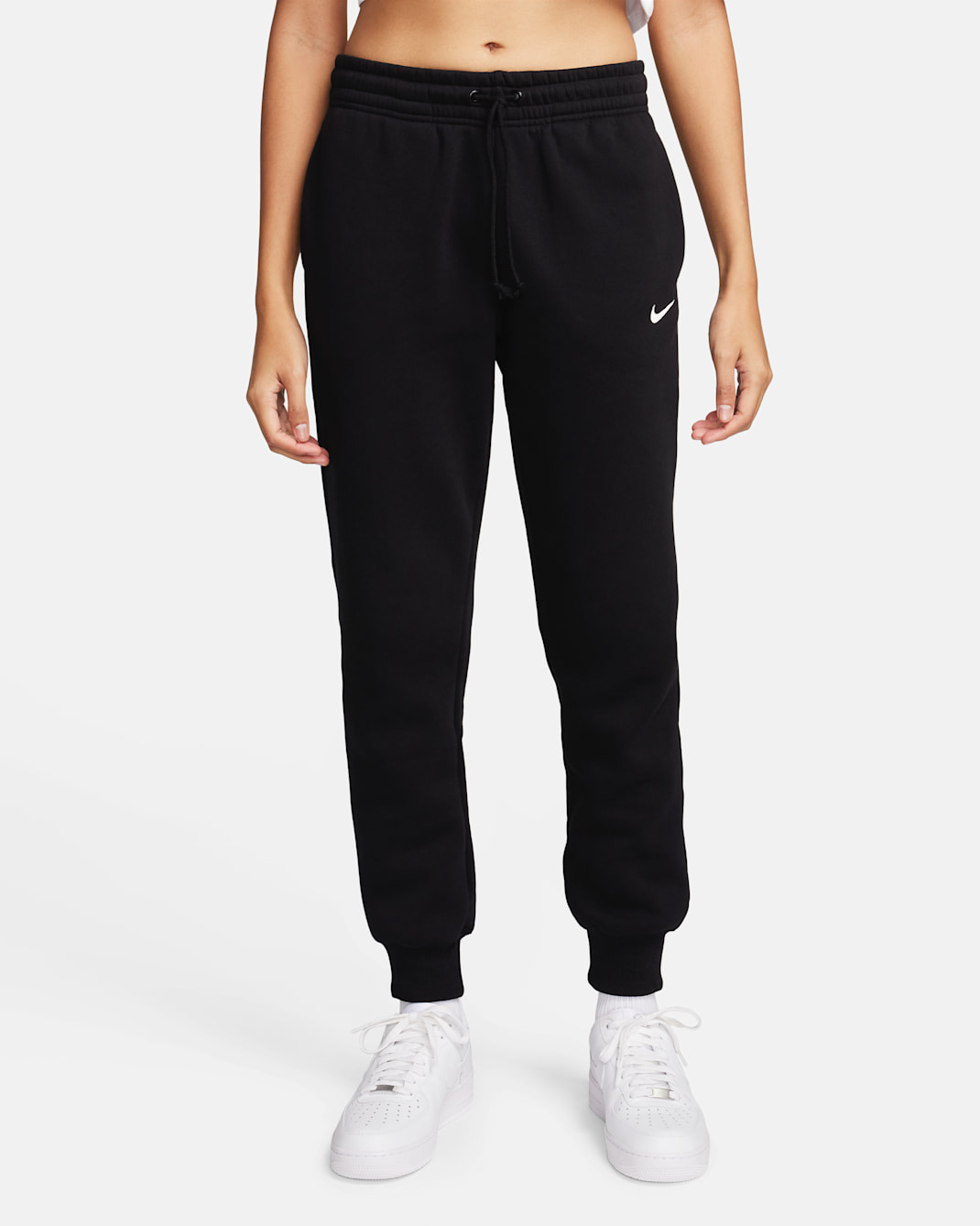 Nike Sportswear Phoenix Fleece Damen-Trainingshose mit mittelhohem Bund - Schwarz/Sail