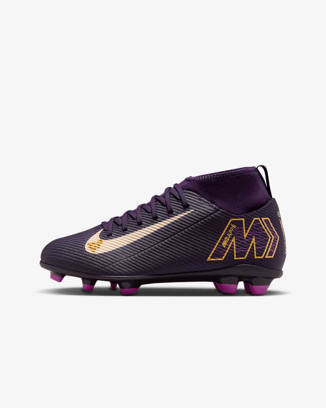 Nike Jr. Mercurial Superfly 10 Club 'Kylian Mbappé' Younger/Older Kids' Multi-Ground High-Top Football Boot - Grand Purple/Pale Ivory