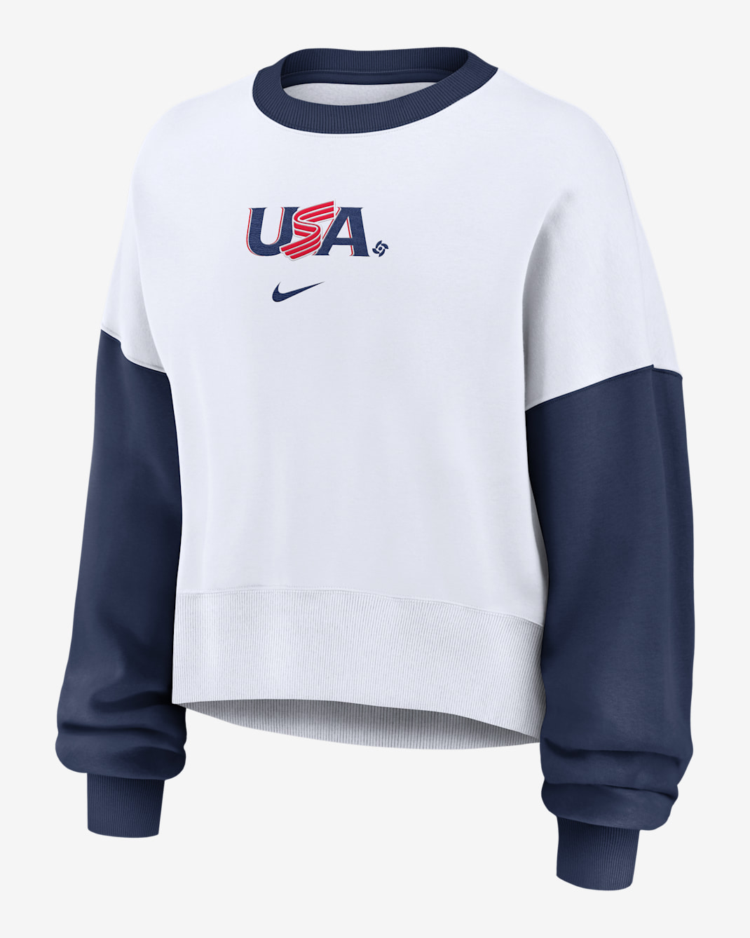 USA Baseball 2026 World Baseball Classic Women's Nike Pullover Crew - White/Navy