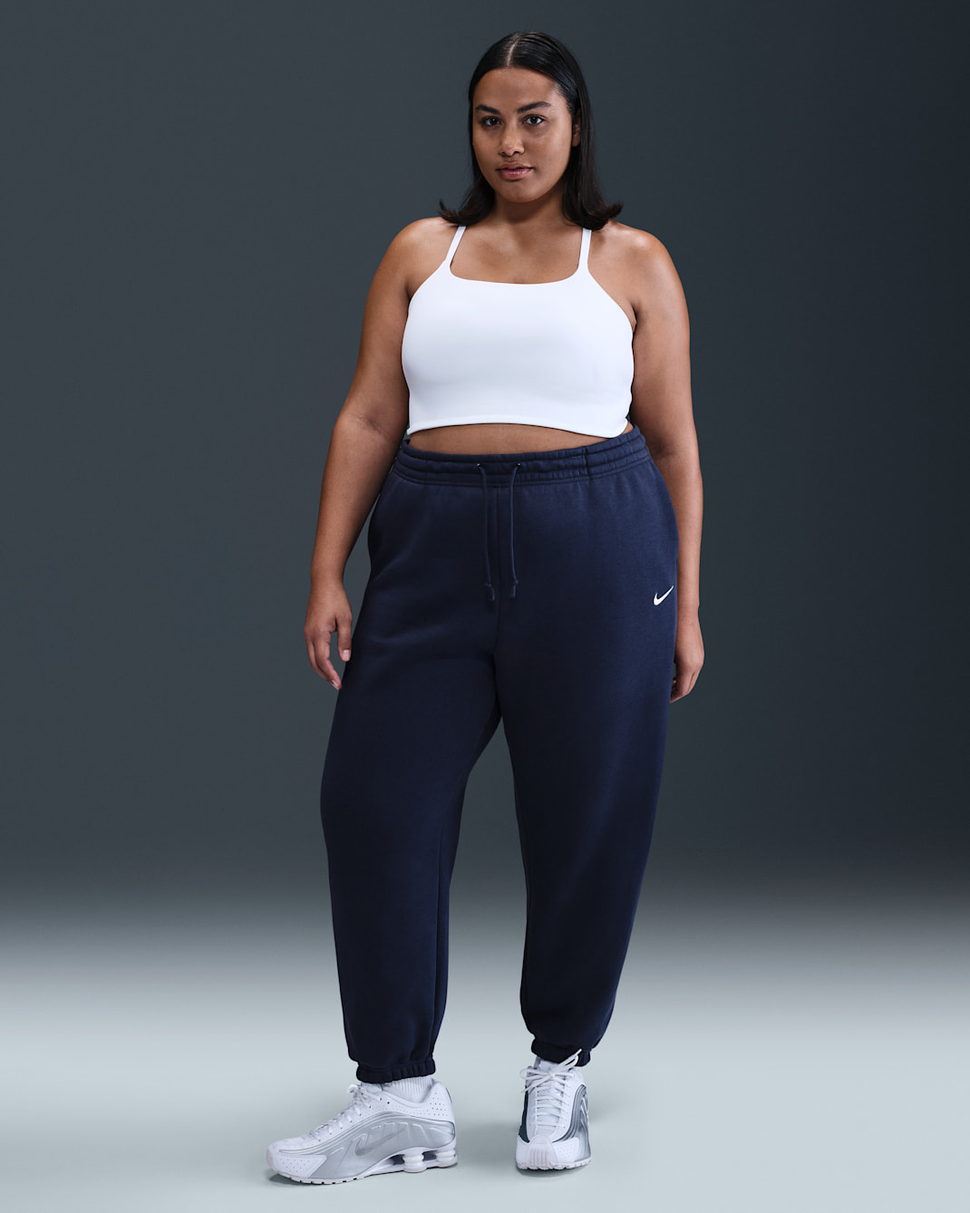 Nike Sportswear Phoenix Fleece Women's High-Waisted Oversized Sweatpants (Plus Size) - Midnight Navy/Sail