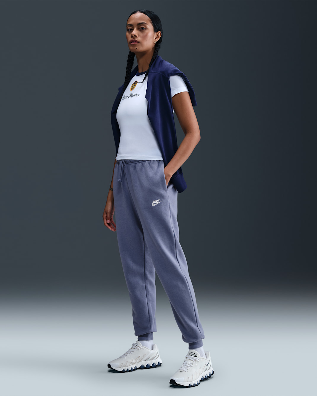 Nike Sportswear Club Fleece Women's Mid-Rise Joggers - World Indigo/White