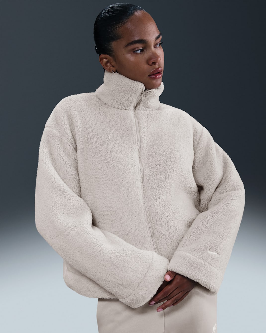 Nike Sportswear Essential Women's High-Pile Fleece Jacket - Light Bone/Sail