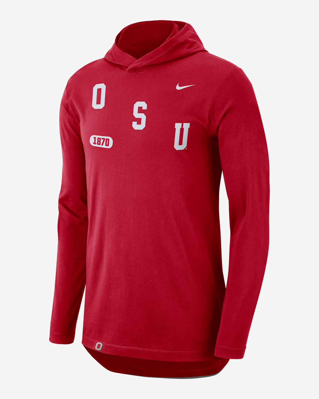Ohio State Men's Nike Dri-FIT College Hooded Long-Sleeve T-Shirt - University Red/White