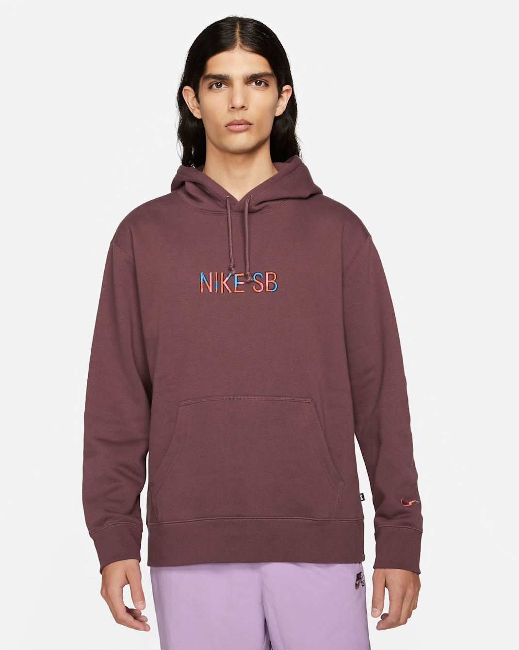 Nike SB Premium Fleece Skate Hoodie - Dark Wine/Navy/Pink Salt