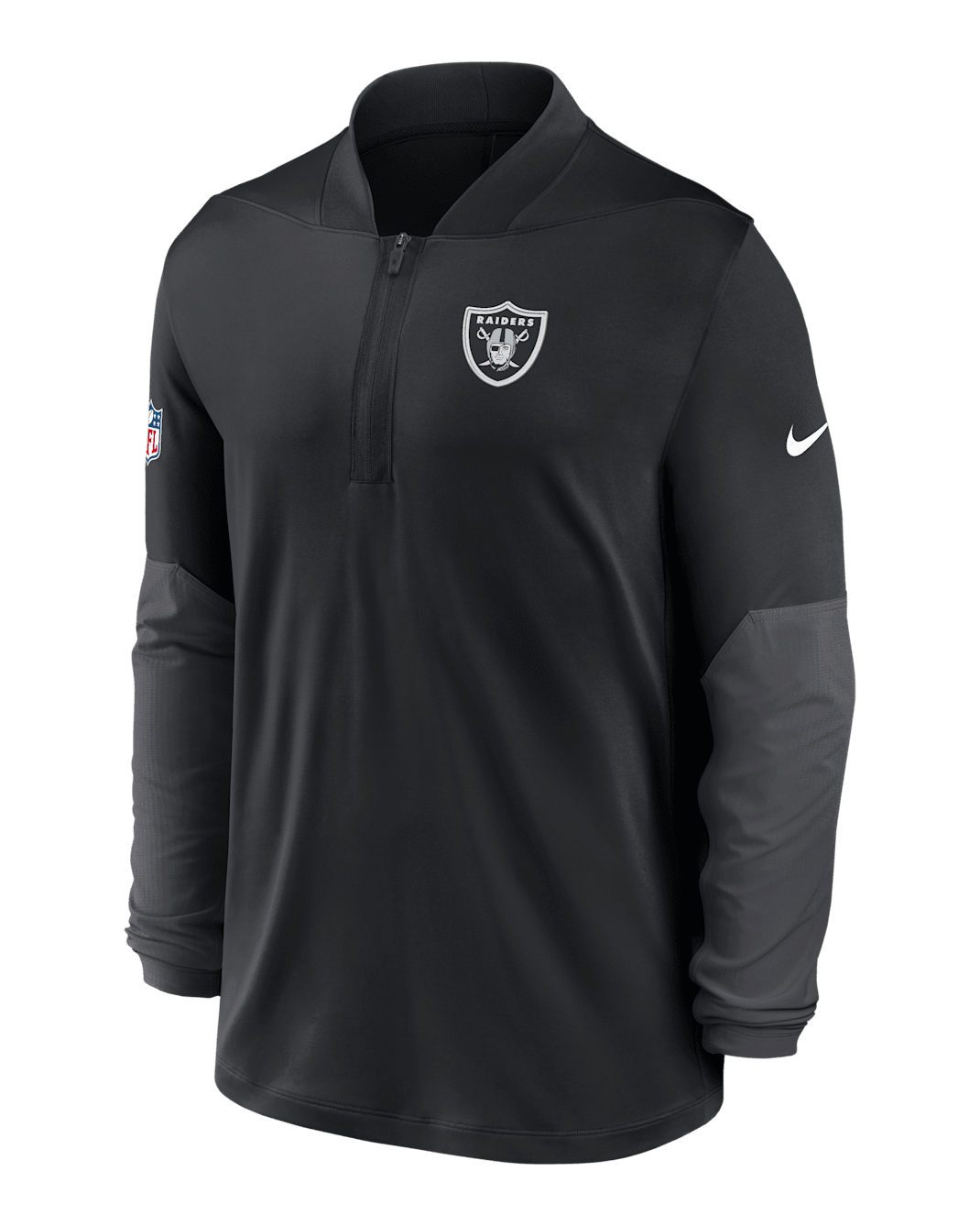 Las Vegas Raiders Feel The Pressure Men's Nike Dri-FIT NFL 1/2-Zip Top - Black