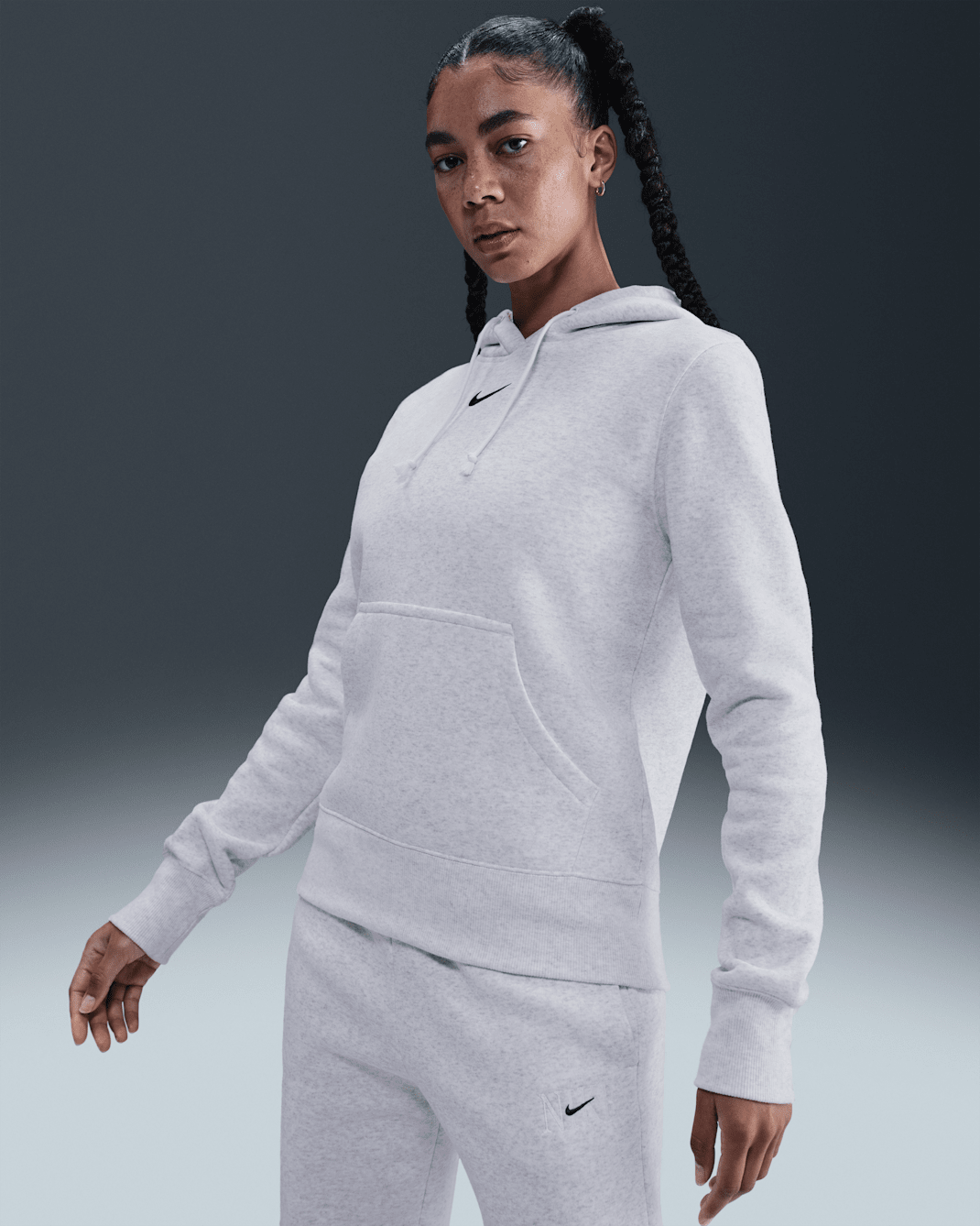 Nike Sportswear Phoenix Fleece Women's Pullover Hoodie - Birch Heather/Black