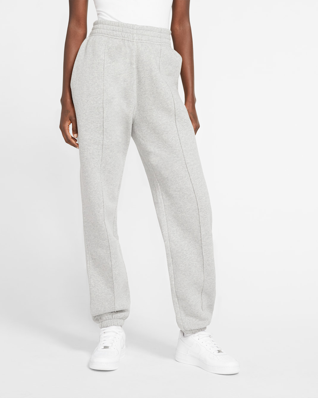 Pants de tejido Fleece para mujer Nike Sportswear Essential Collection - Gris oscuro jaspeado/Blanco