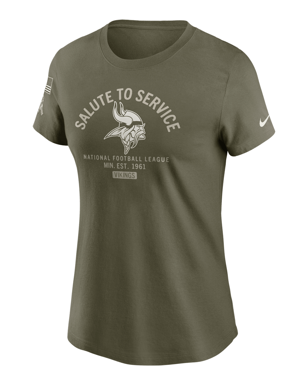 Playera Nike de la NFL para mujer Minnesota Vikings Salute to Service Sideline - Oliva